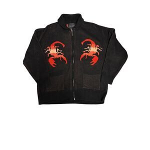 Spirit Jersey Los Angeles Scorpion Knit Zip Cardigan Sweater Black Red L